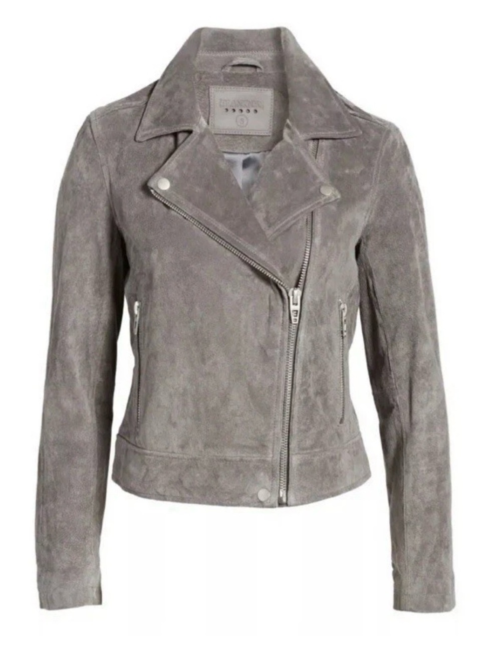 BLANKNYC Grey Genuine Suede Leather Zipper Details Moto Jacket Size M